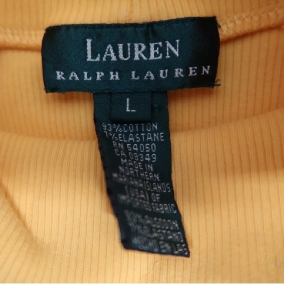 ❤️LRL Lauren Ralph Lauren Yellow Ribbed Sleeveless Turtleneck Size L - Picture 3 of 4